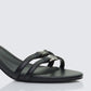 Queenie Black Safety Buckle Kitten Heel