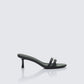 Queenie Black Safety Buckle Kitten Heel