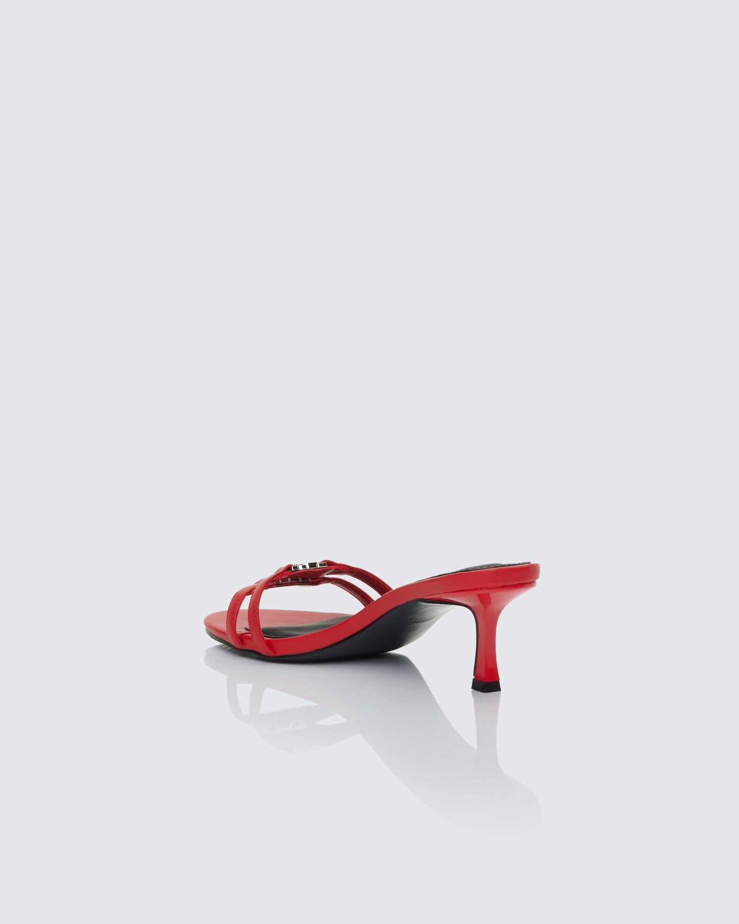 Queenie Red Safety Buckle Kitten Heel