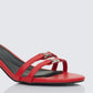 Queenie Red Safety Buckle Kitten Heel