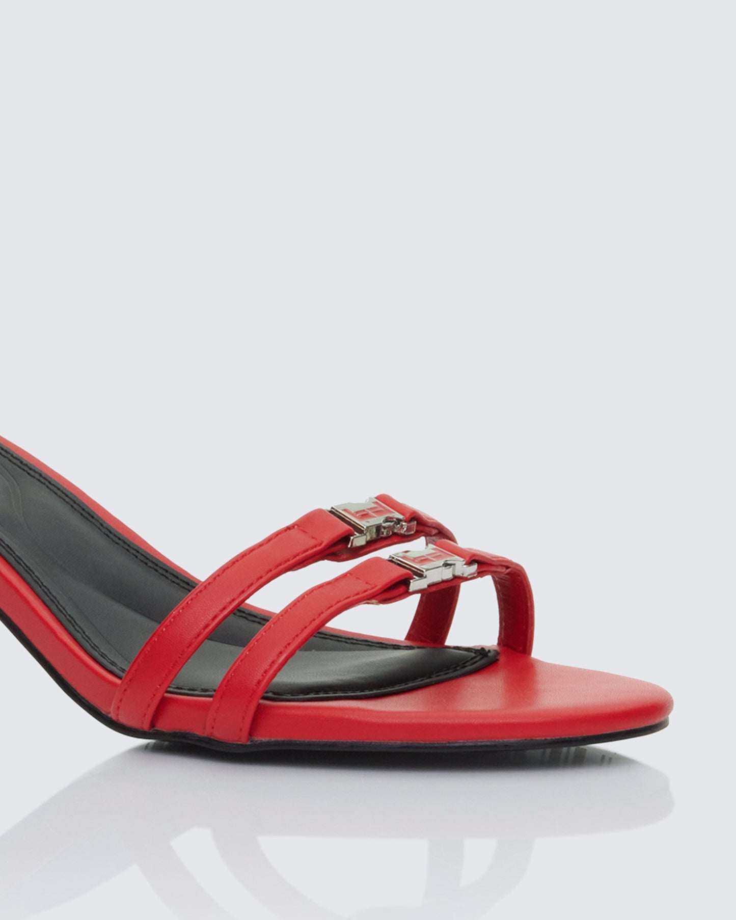 Queenie Red Safety Buckle Kitten Heel