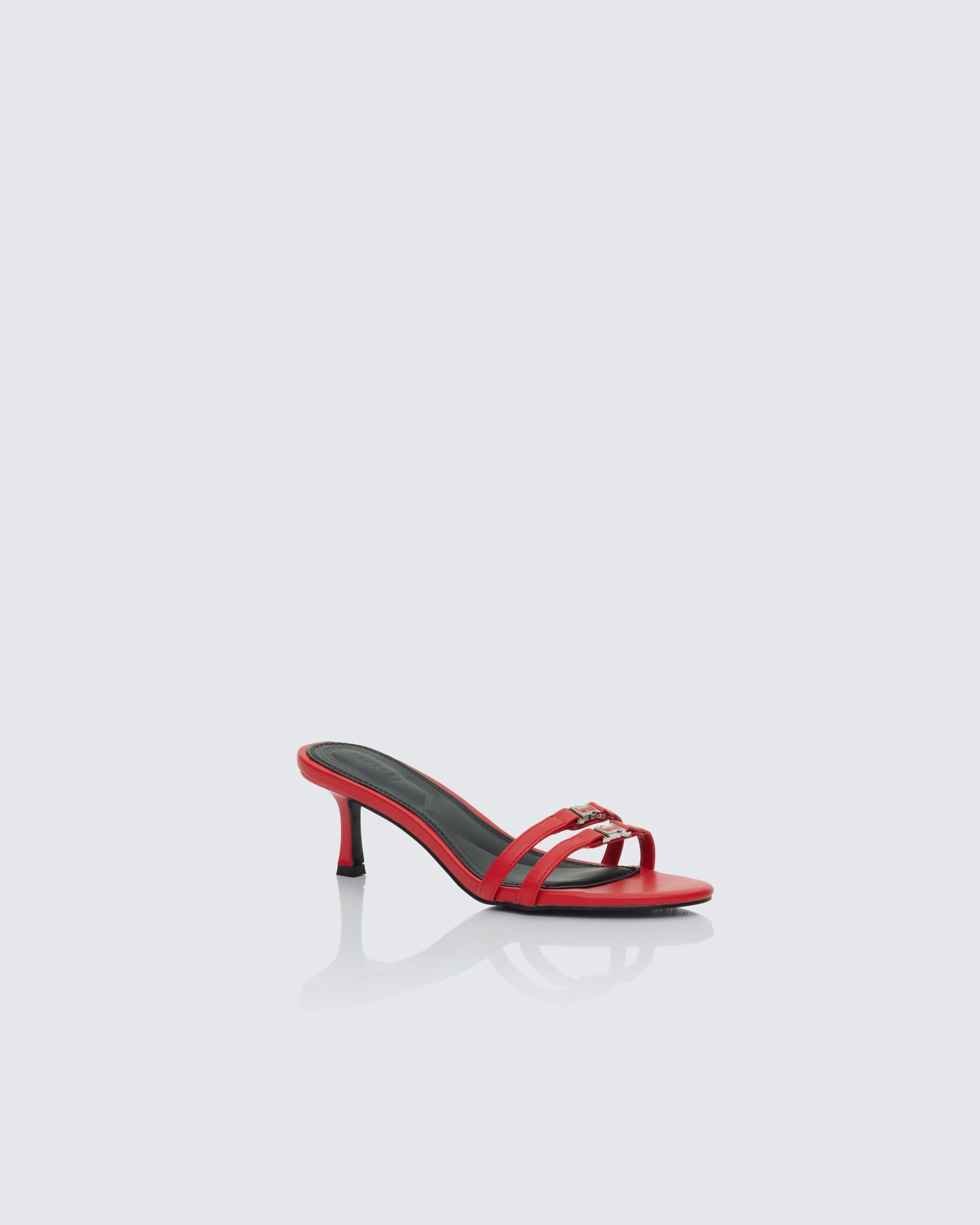 Queenie Red Safety Buckle Kitten Heel