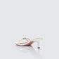 Queenie White Safety Buckle Kitten Heel