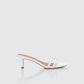 Queenie White Safety Buckle Kitten Heel
