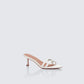 Queenie White Safety Buckle Kitten Heel