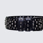 Quen Black Real Leather Studded Hip Belt