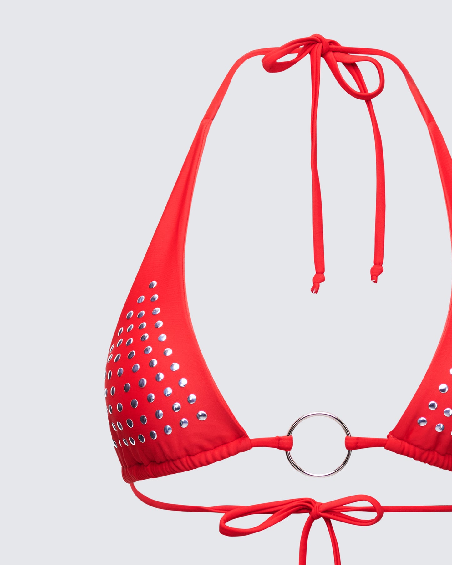 Quen Red Studded Bikini Top