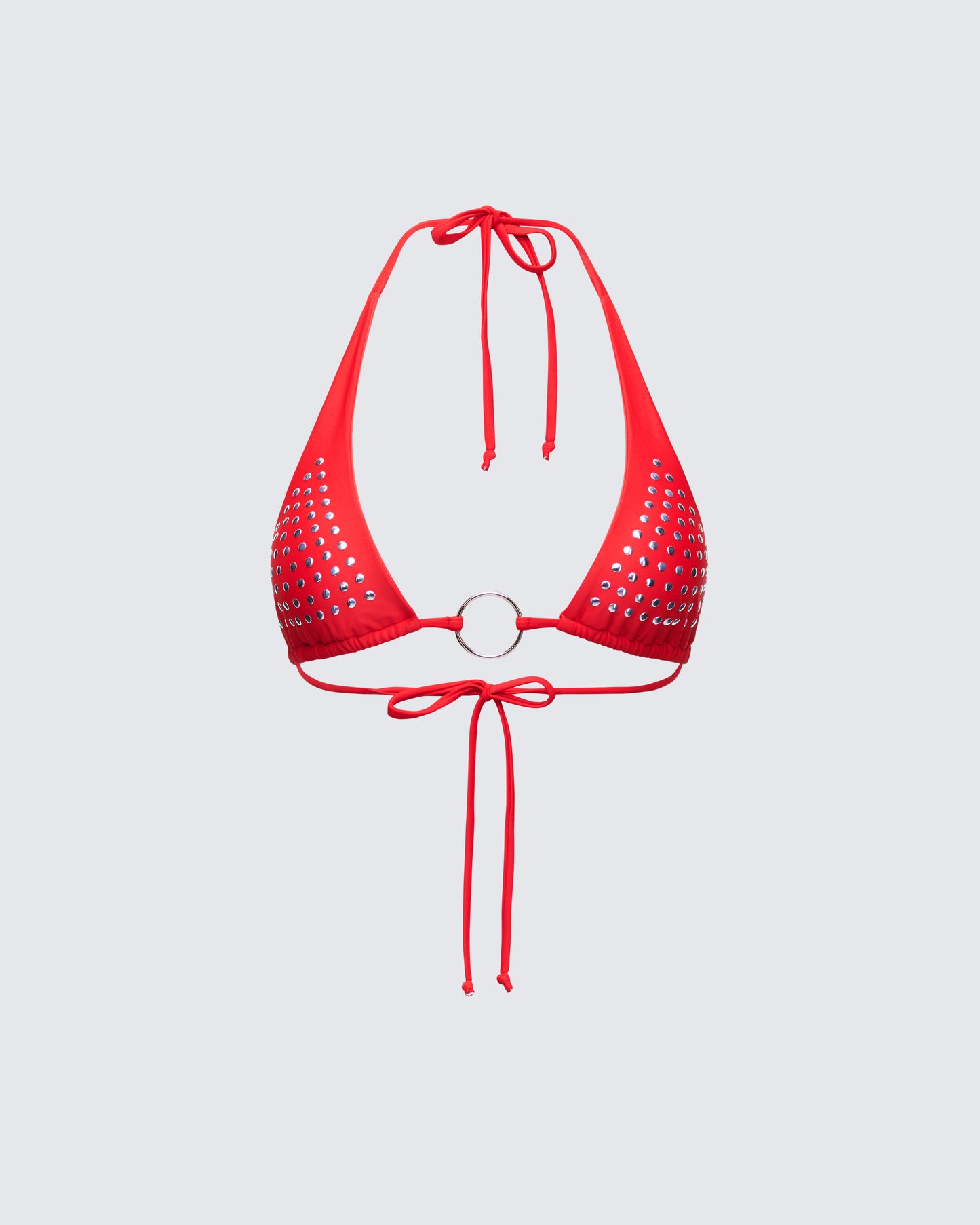 Quen Red Studded Bikini Top