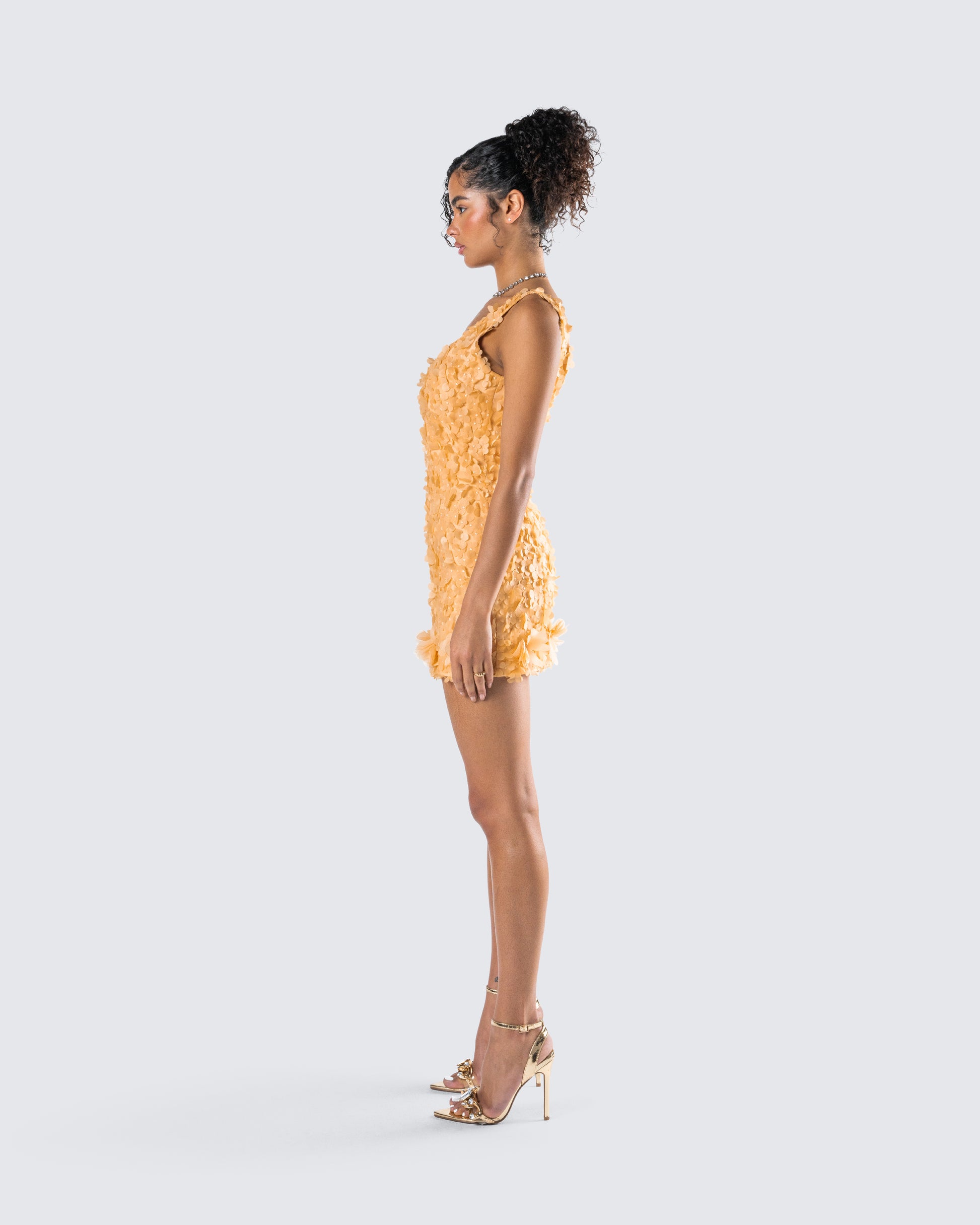 Orange Petal Applique Mini Dress Orange Petal Applique Mini Dress