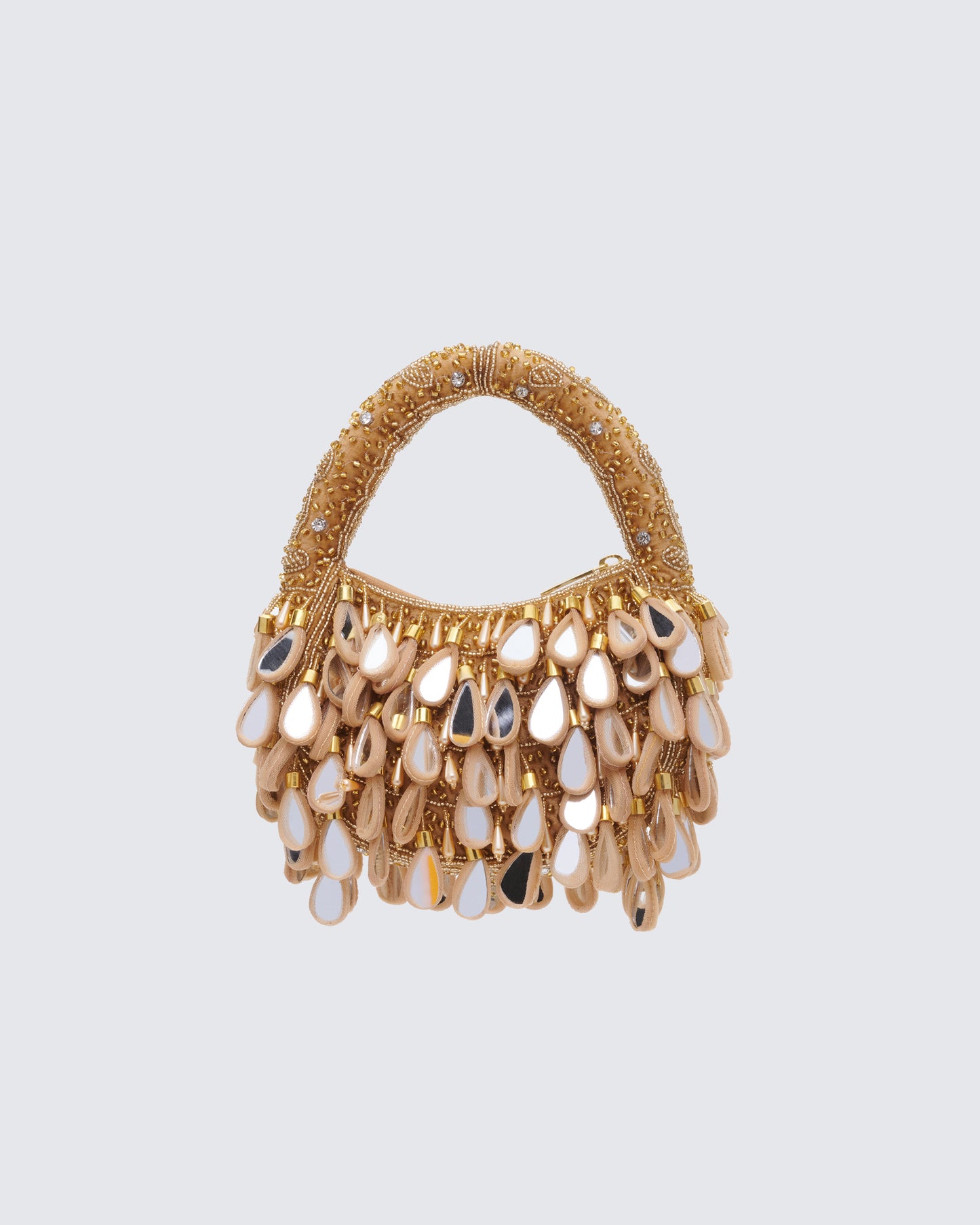 Rania Gold Raindrop Mirror Bag - back view