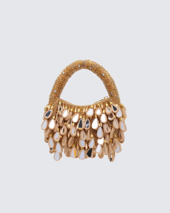 Rania Gold Raindrop Mirror Bag