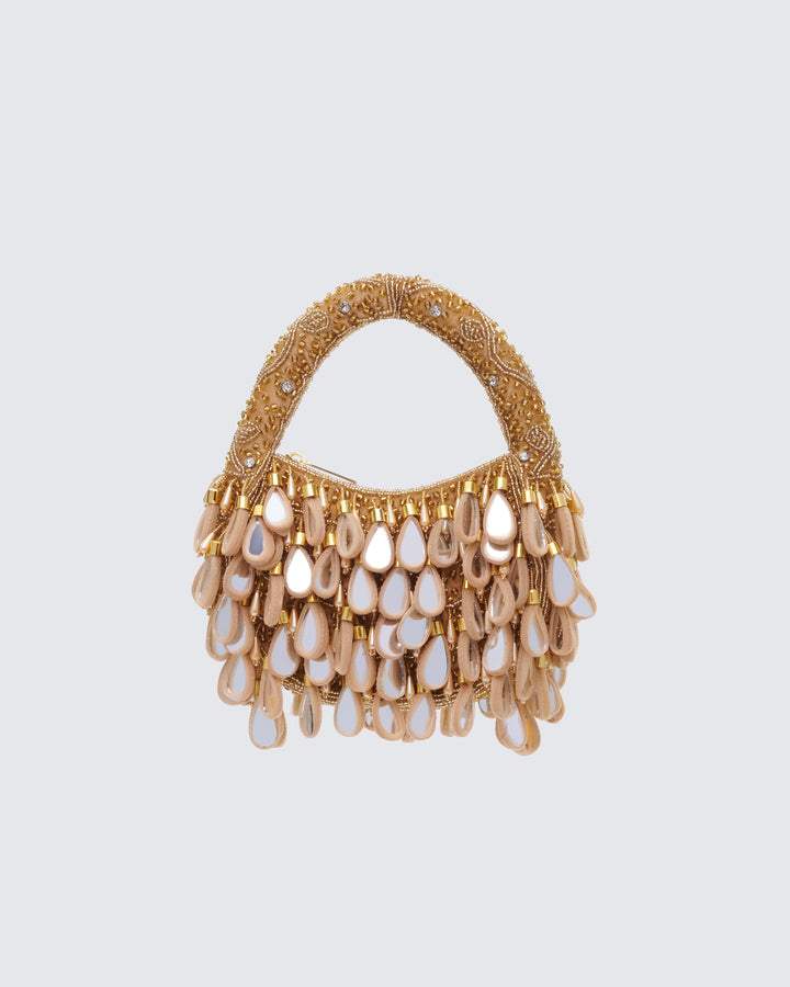 Rania Gold Raindrop Mirror Bag product front