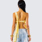 Rasima Yellow Lace Asymmetrical Top