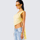 Rasima Yellow Lace Asymmetrical Top