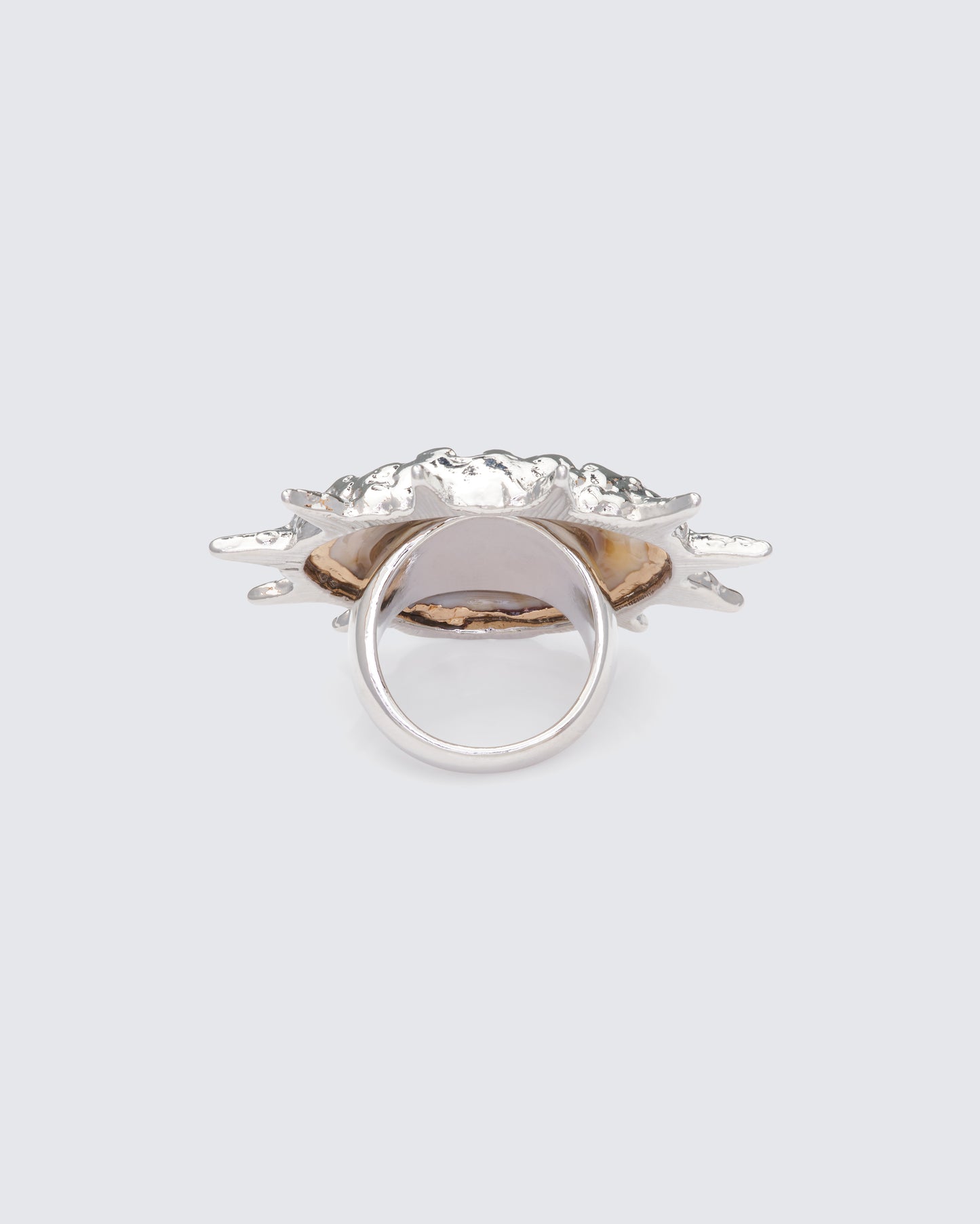Ravika Silver Molten Spike Seashell Ring