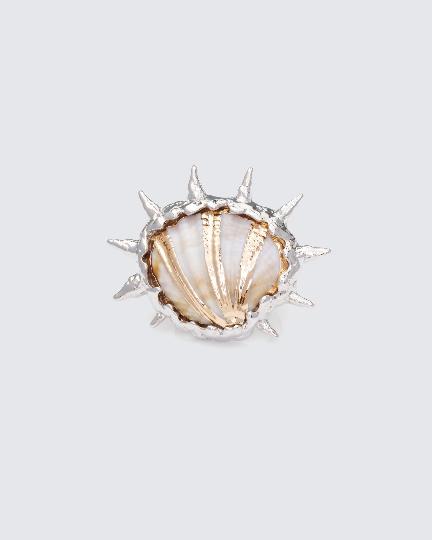 Ravika Silver Molten Spike Seashell Ring
