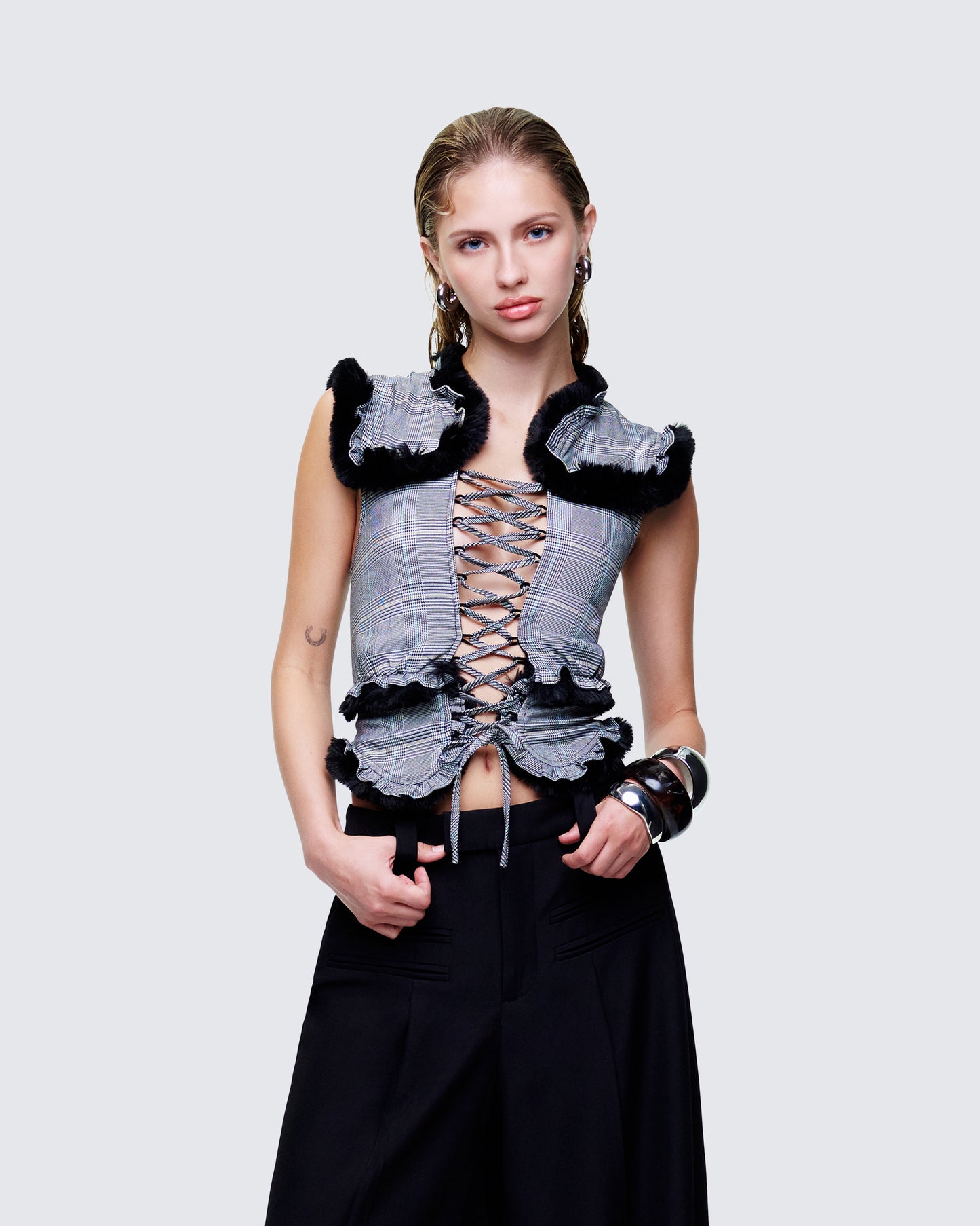 Raynah Multi Check Printed Top