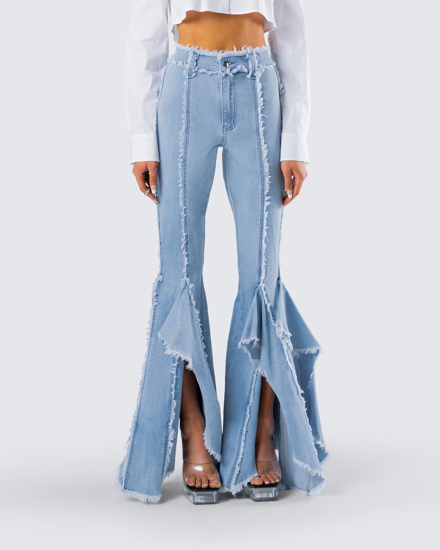 Reagan Blue Denim Frayed Jean