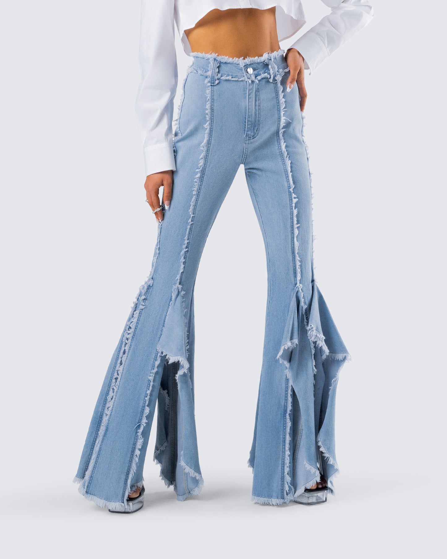 Reagan Blue Denim Frayed Jean