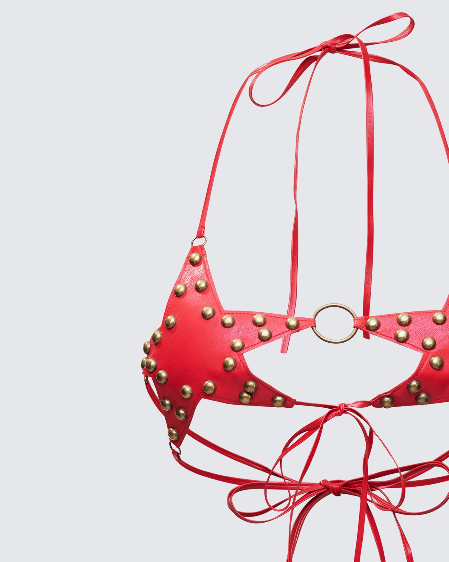 Reign Red Vegan Leather Star Bra