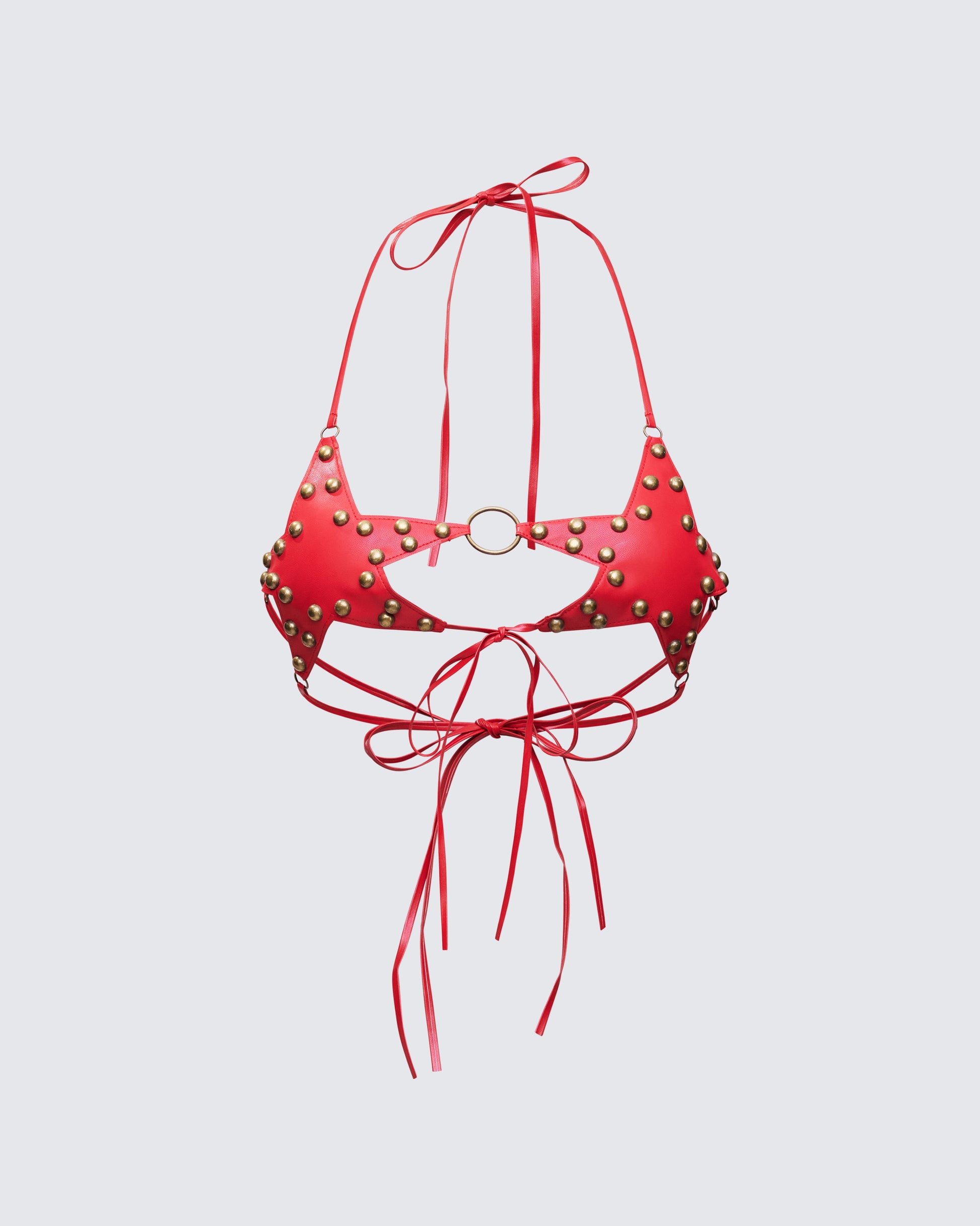 Reign Red Vegan Leather Star Bra product front