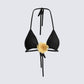 Revel Black Bikini Flower Top