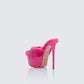 Women's pink platform heels styled on model – FINESSE