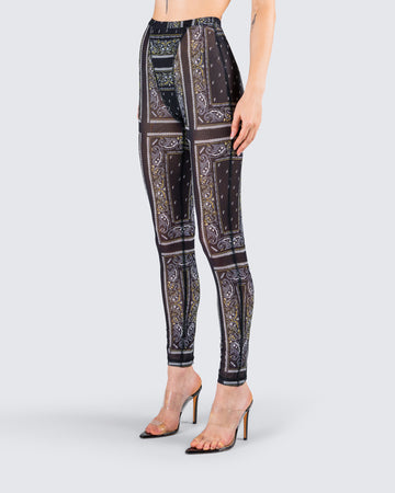 Rikku Black Bandana Mesh Leggings