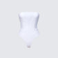 Rilena White Vegan Leather Strapless Bodysuit product front