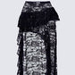 Rina Black Lace Asymmetrical Hem Ruffle Skirt