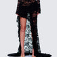 Rina Black Lace Asymmetrical Hem Ruffle Skirt model front