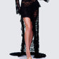 Rina Black Lace Asymmetrical Hem Ruffle Skirt