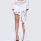 Rina White Lace Asymmetrical Hem Ruffle skirt model front