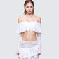 Rina White Lace Ruffle Bandeau Top model front