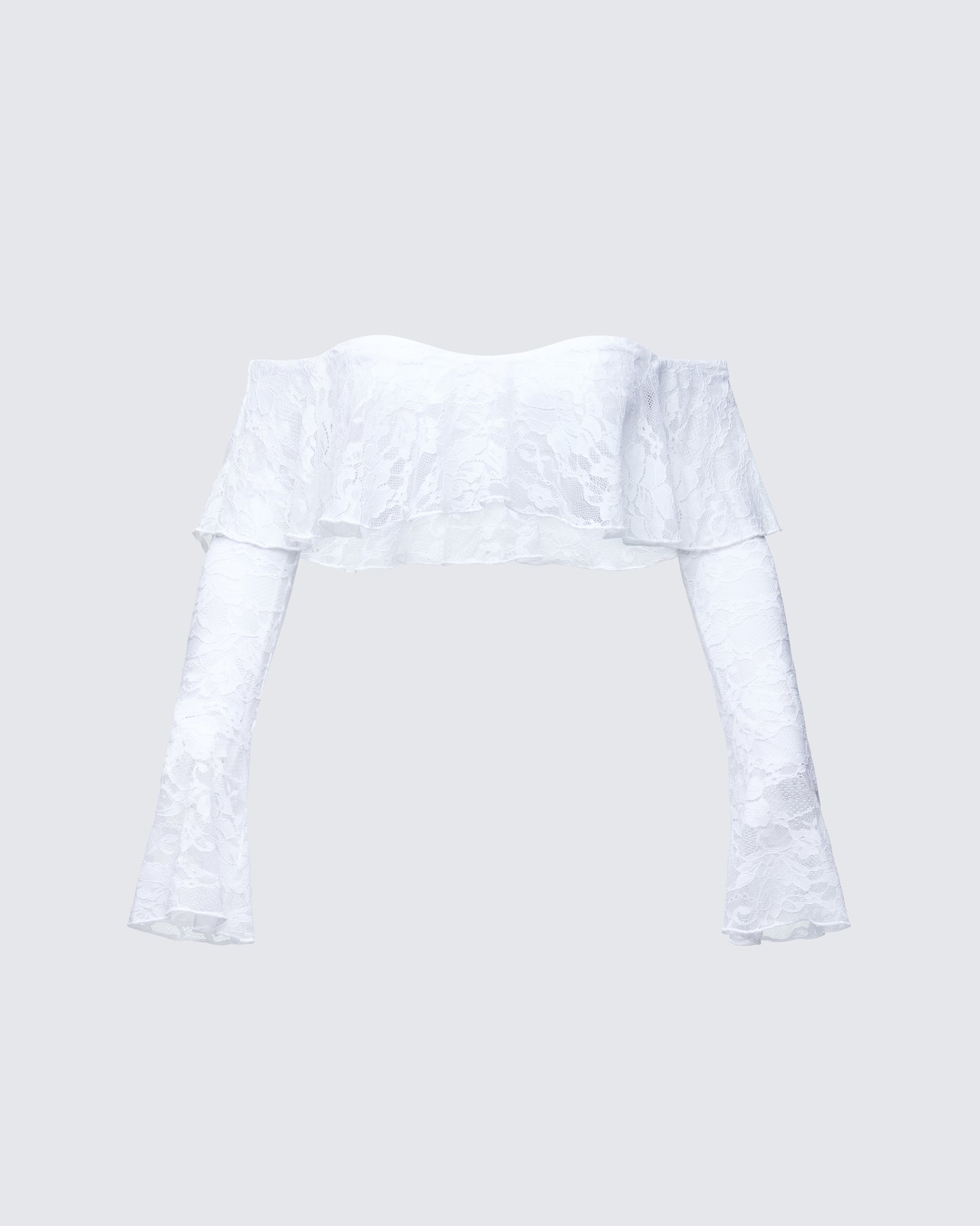 Rina White Lace Ruffle Bandeau Top product front