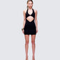 Rinna Black Lace Cut Out Mini Dress model front