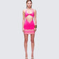Rinna Pink Lace Cut Out Mini Dress model front