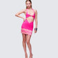 Rinna Pink Lace Cut Out Mini Dress