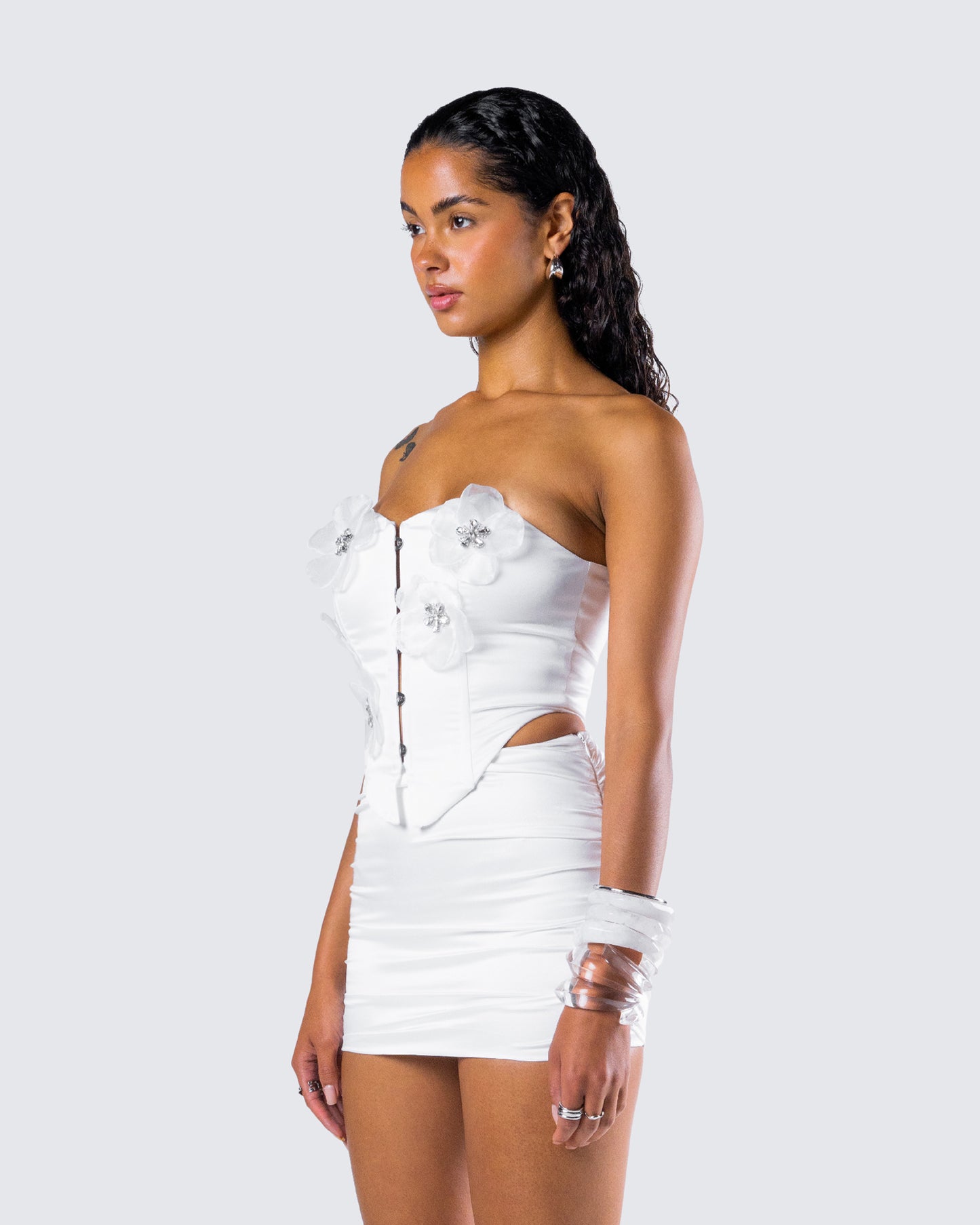 Rivi White Flower Corset Top