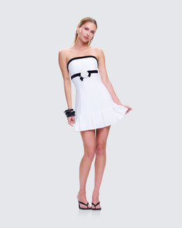 Roma White Strapless Mini Dress – FINESSE