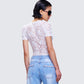 Romona White Lace Cut Out Bodysuit