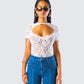 Romona White Lace Cut Out Bodysuit