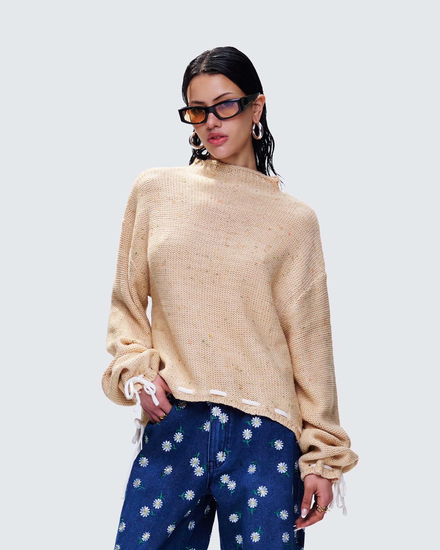 Roxane Muilti Coloured Hem Detailed Knit Jumper