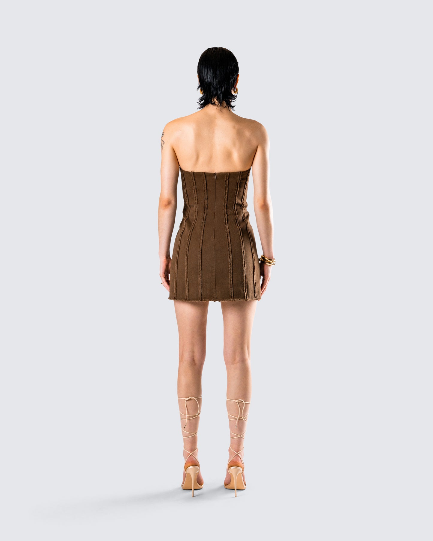 Ruby Brown Strapless Mini Dress