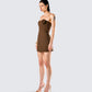 Ruby Brown Strapless Mini Dress