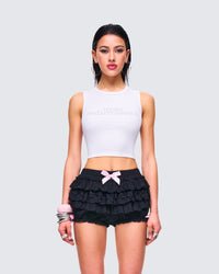 Rumi White Cropped Rhinestone Top