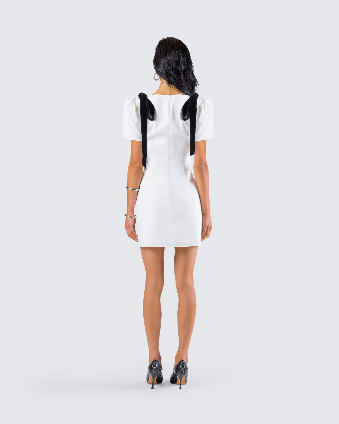 Rupa White Puff Sleeve Mini Dress