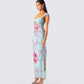 Ryliana Green Floral Mesh Maxi Dress