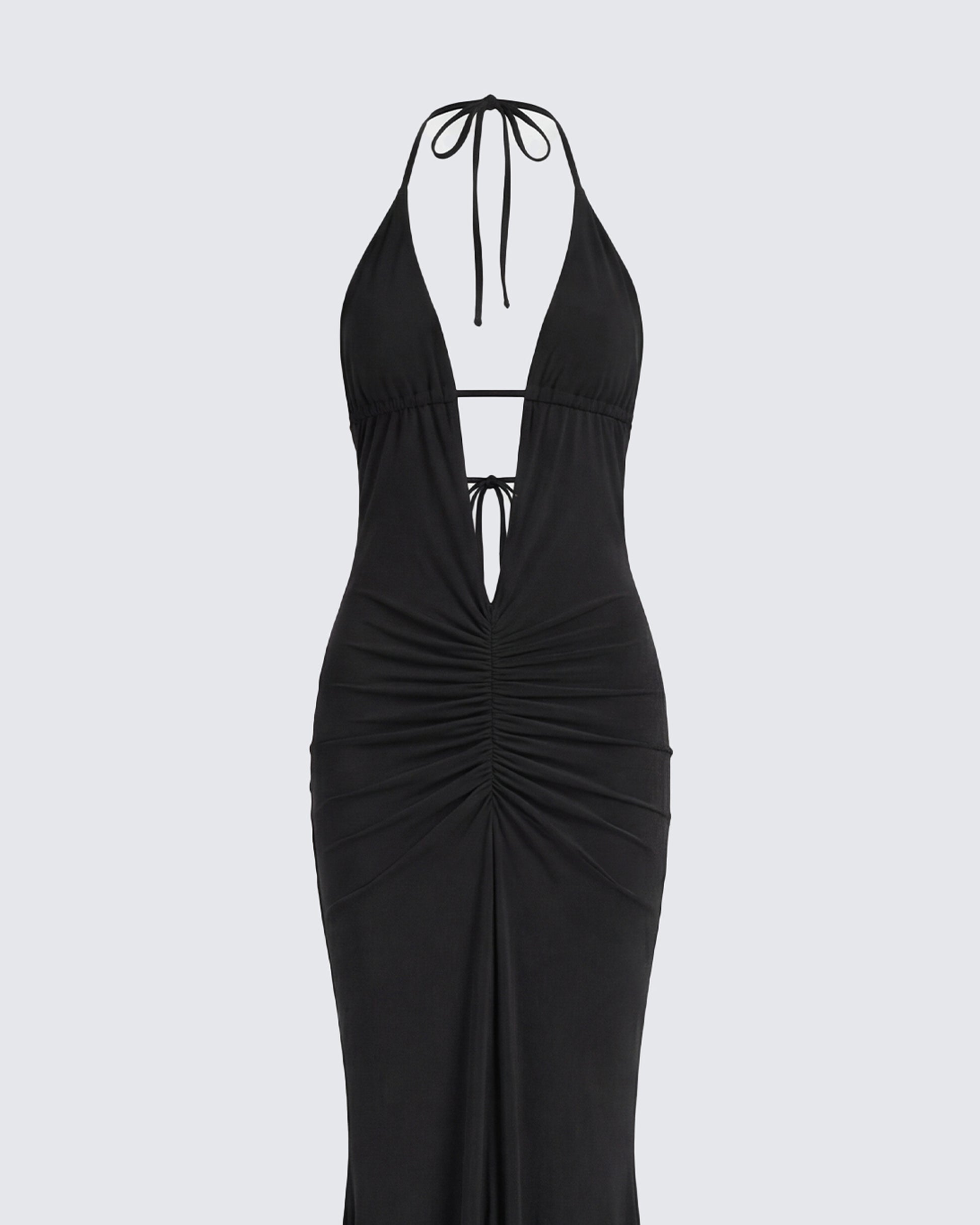 black halter neck maxi dress Soraya Plunge An open Maeve Halter Maxi Dress in