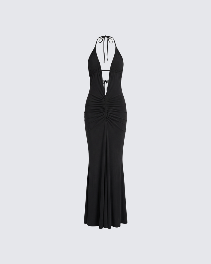 Ravie Black Halterneck Maxi Dress product front